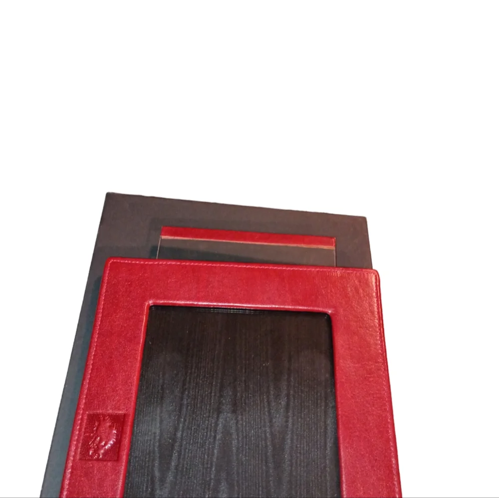 Raika 5 X 7 WIDE BORDER LEATHER FRAME Red with an embroidered tree of li…